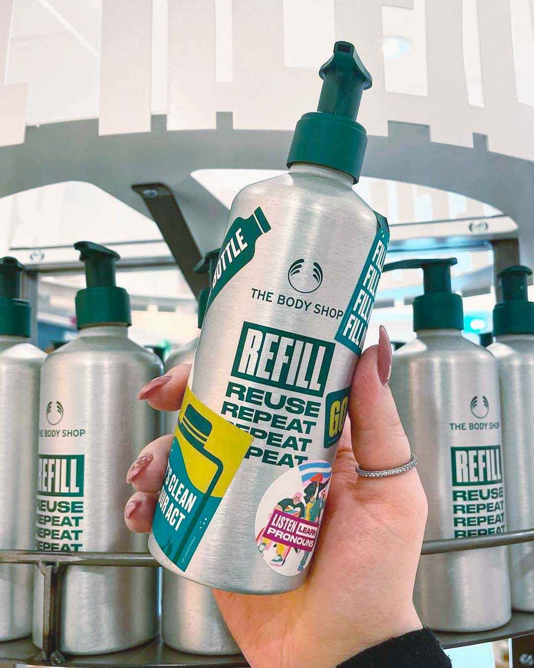 Refill bottle. The Body Shop. Earth Month. Hari Bumi. Eco friendly. Sustainability.