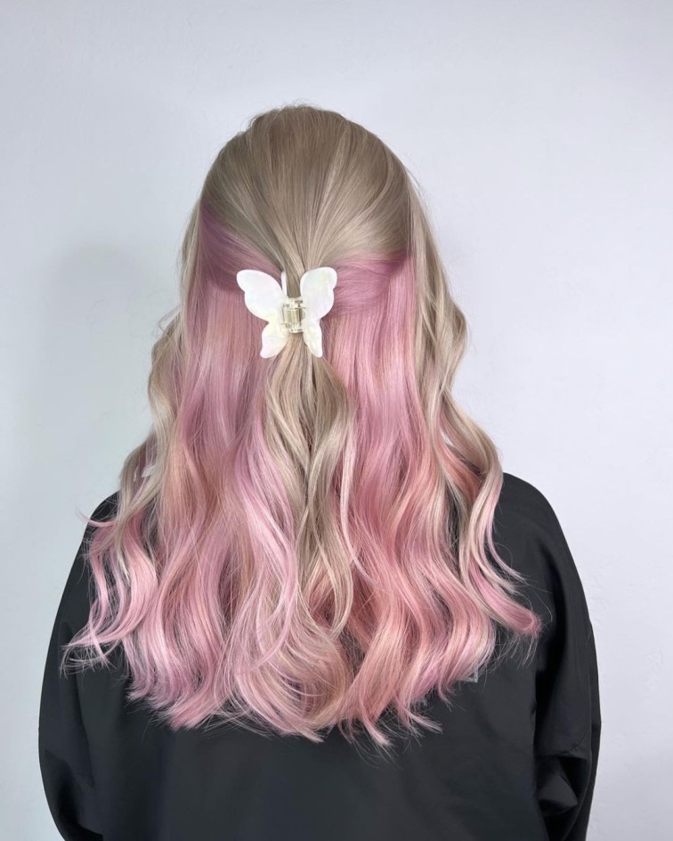 warna rambut bagian dalam, peekaboo hair, tren rambut