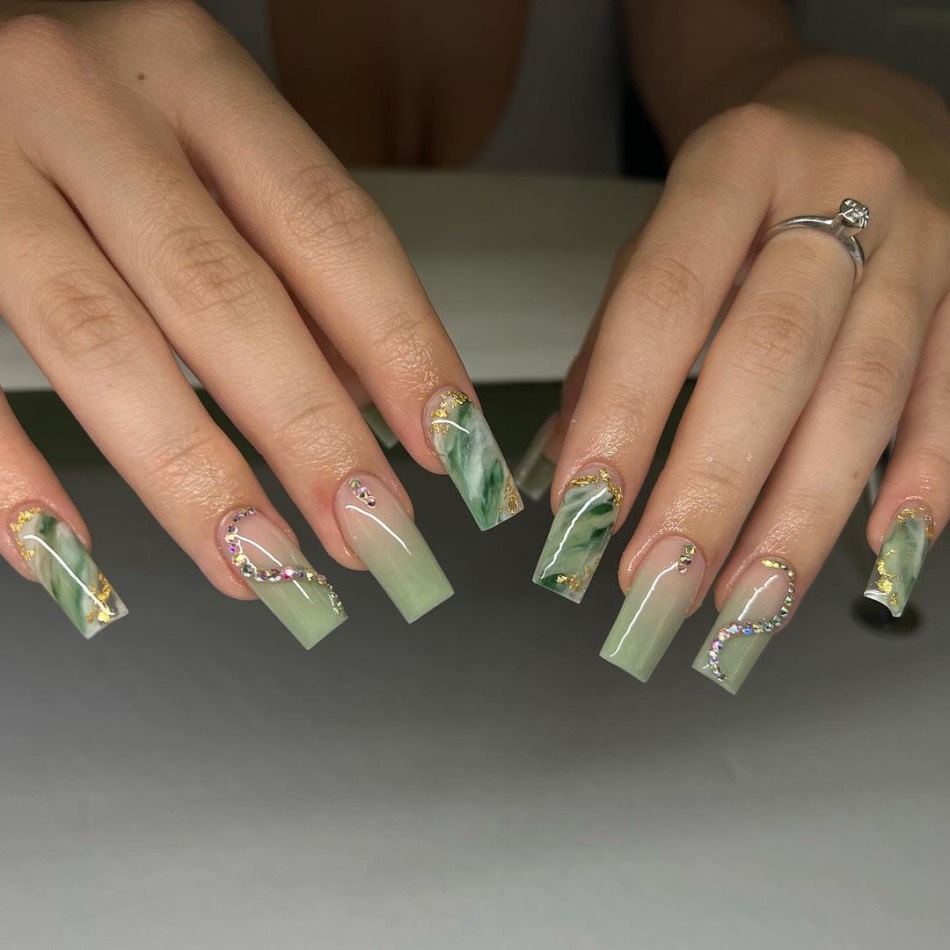 model nail art hijau sage, inspirasi nail art