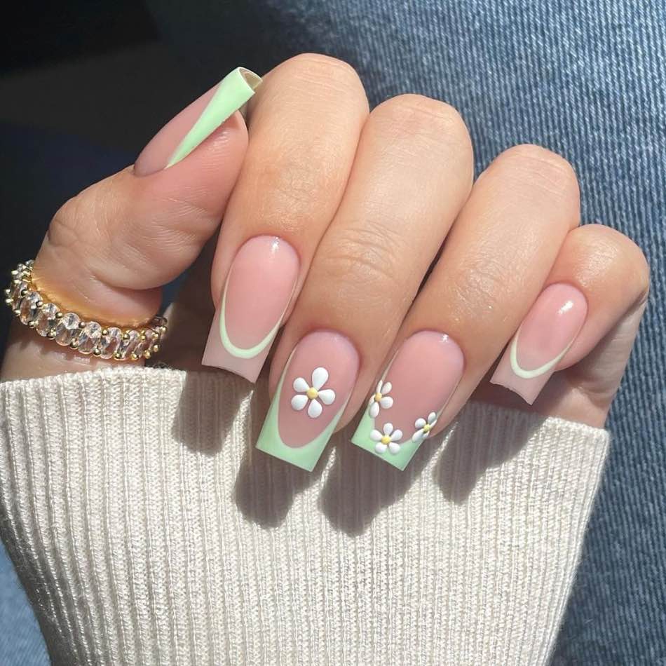 model nail art hijau sage, inspirasi nail art