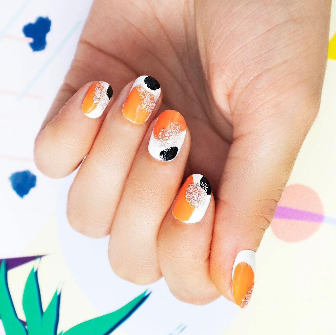 Nail Art, Kuku, Coral, Orange, Jingga