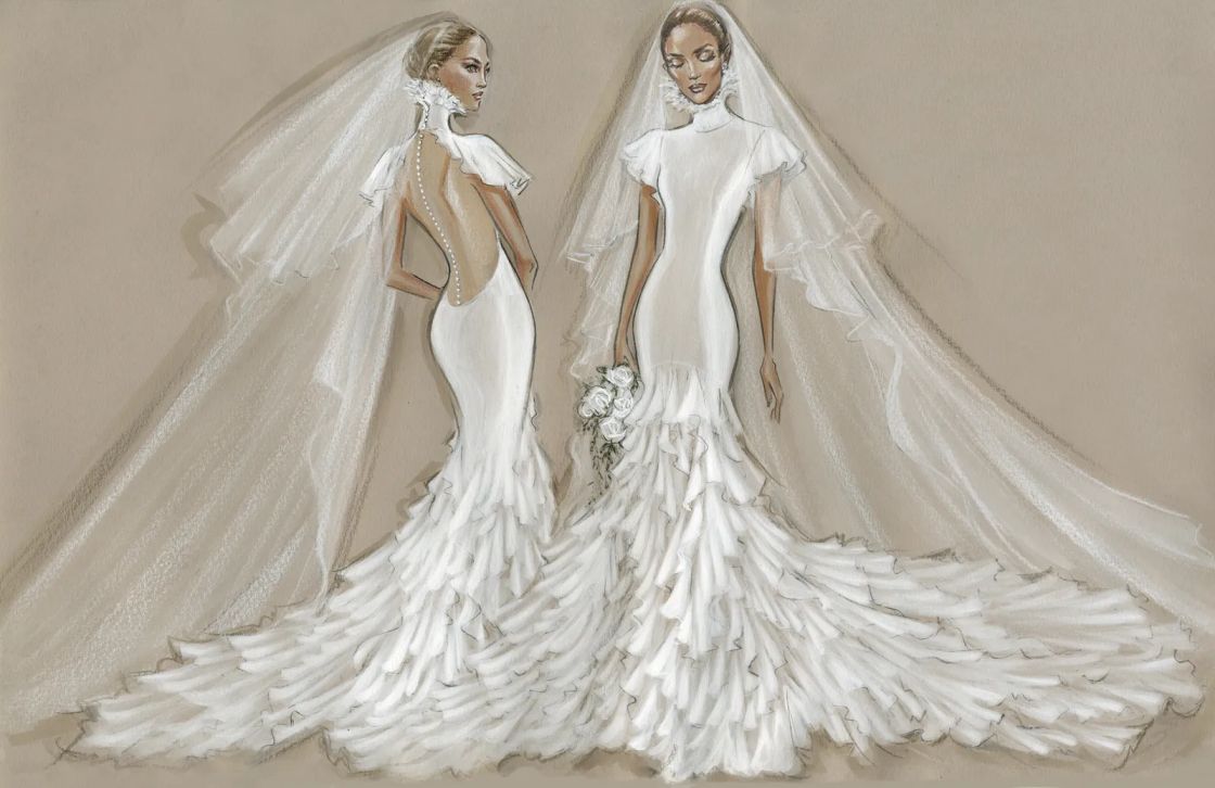 sketsa gaun pernikahan Jennifer Lopez yang pertama