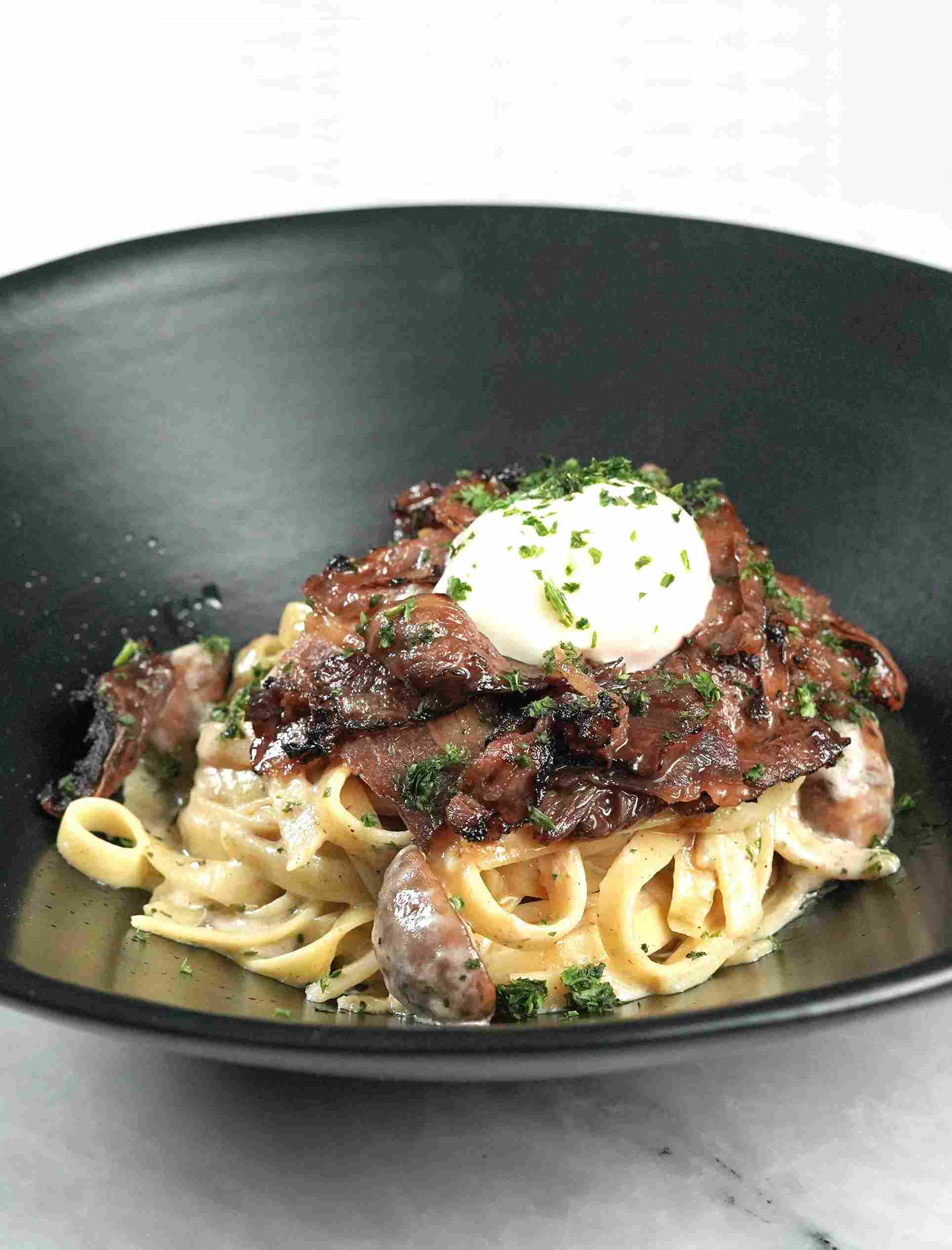 Beef Teriyaki Truffle Pasta. Mensa The Table. Asian Fusion.