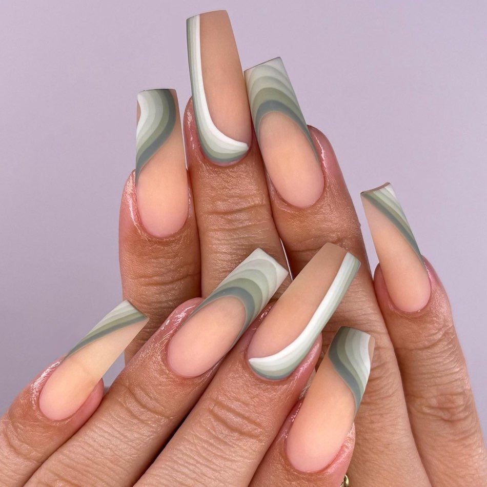 model nail art hijau sage, inspirasi nail art