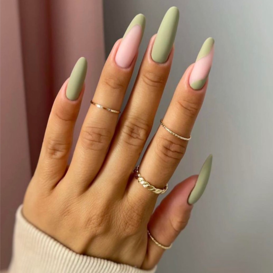 model nail art hijau sage, inspirasi nail art