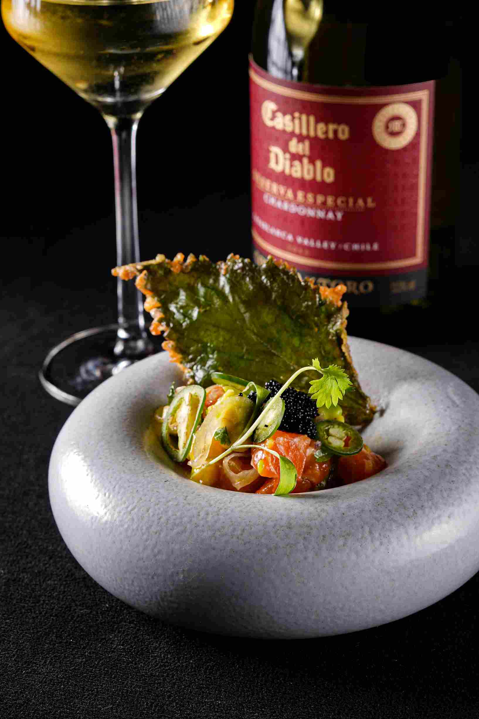 Salmon Nikkei. PA.SO.LA. Encuentro La PA.SO.LA. Casillero Wine Pairing Dinner. Casillero del Diablo. Ritz-carlton.