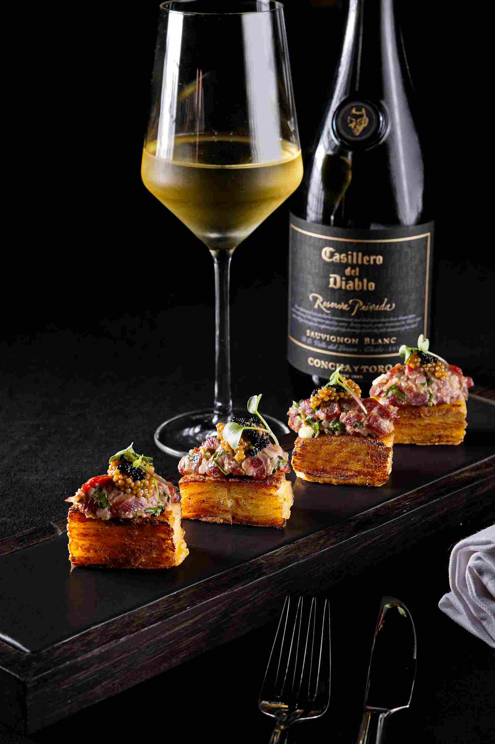 Wagyu Beef Tartare. PA.SO.LA. Encuentro La PA.SO.LA. Casillero Wine Pairing Dinner. Casillero del Diablo. Ritz-carlton.
