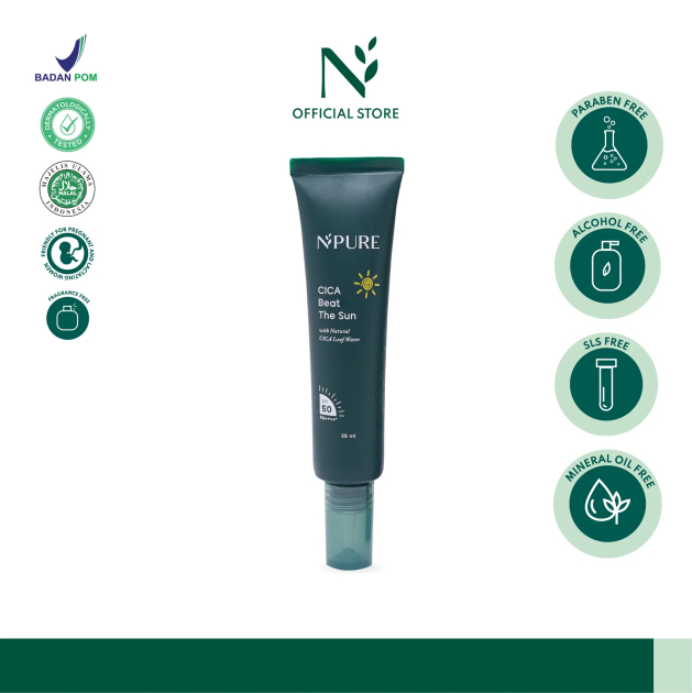 sunscreen untuk kulit kering, n'pure cica beat the sun 50 pa++