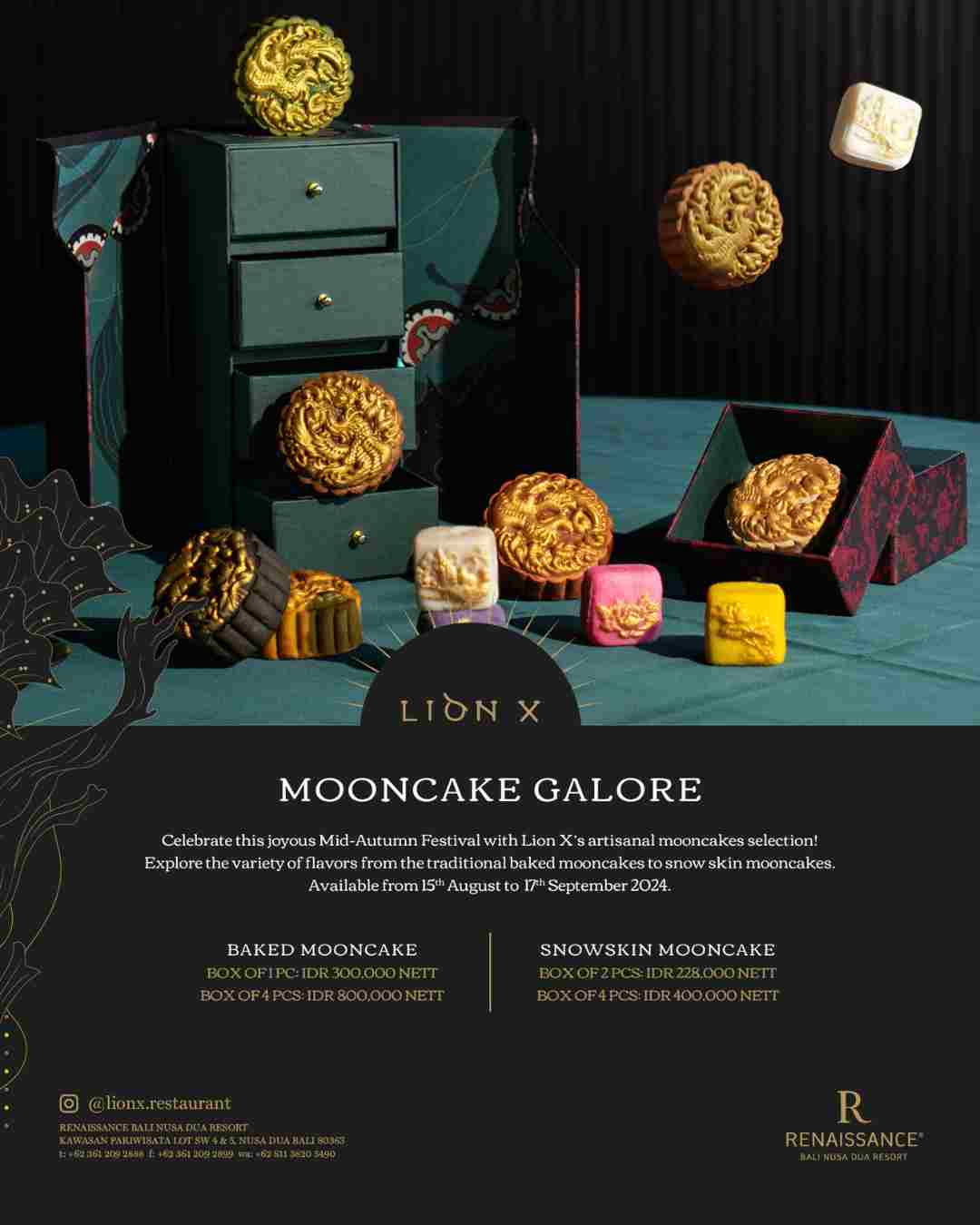Kue bulan, Tradisional, Panggang, Lion X, Renaissance Bali Nusa Dua Resort, Festival Tengah Musim Gugur, Musim gugur