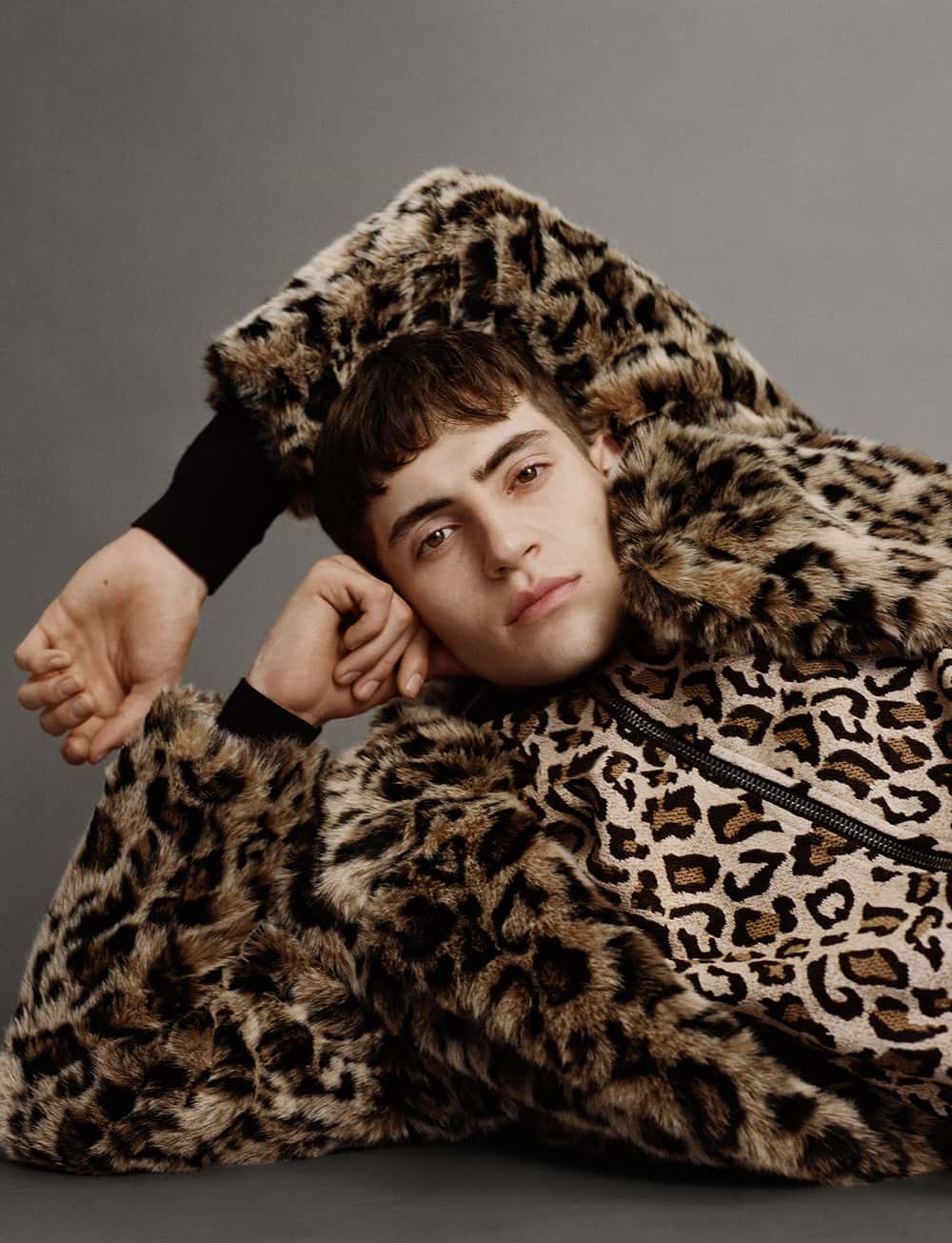 bershka leopard coat
