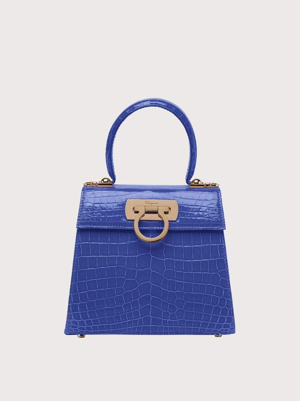  ferragamo iconic top handle bag crocodile skin