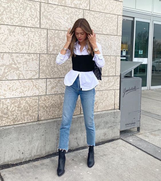 outfit kemeja putih wanita
