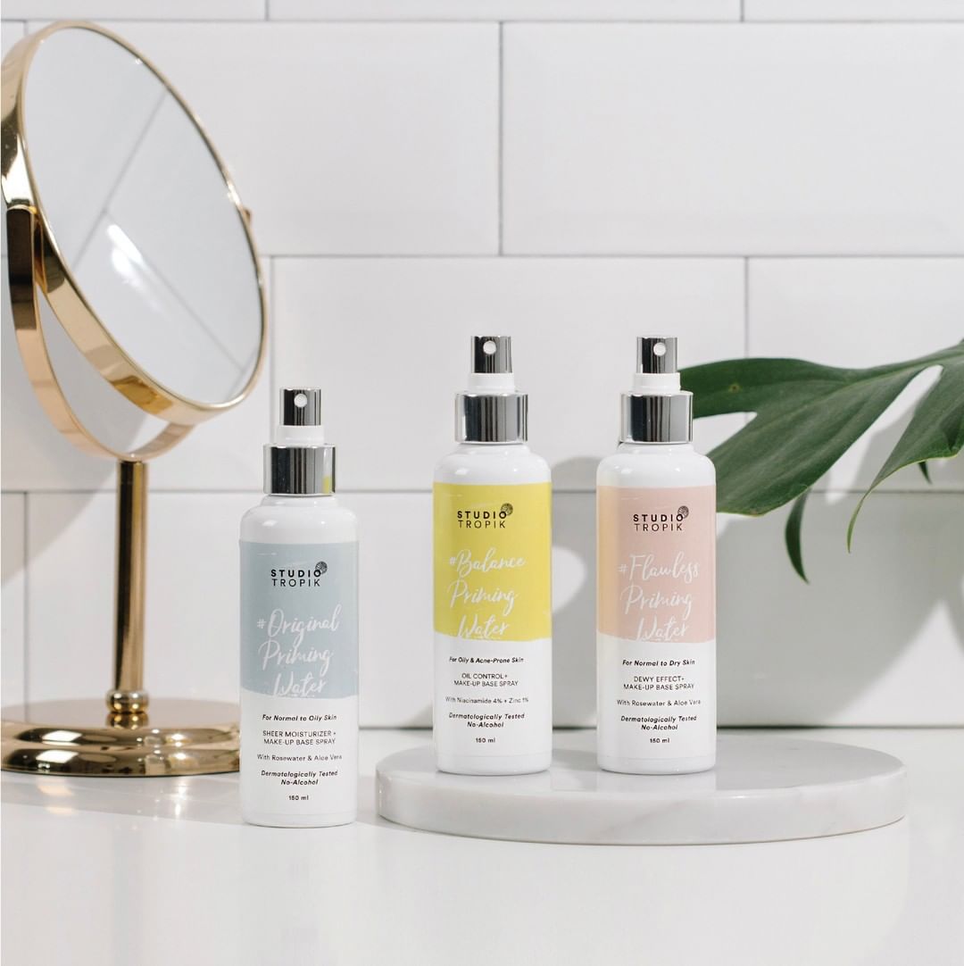 Studio Tropik Priming Water. Studio tropik. Primer. Priming water. Skincare infused make up. Make up. Skincare.